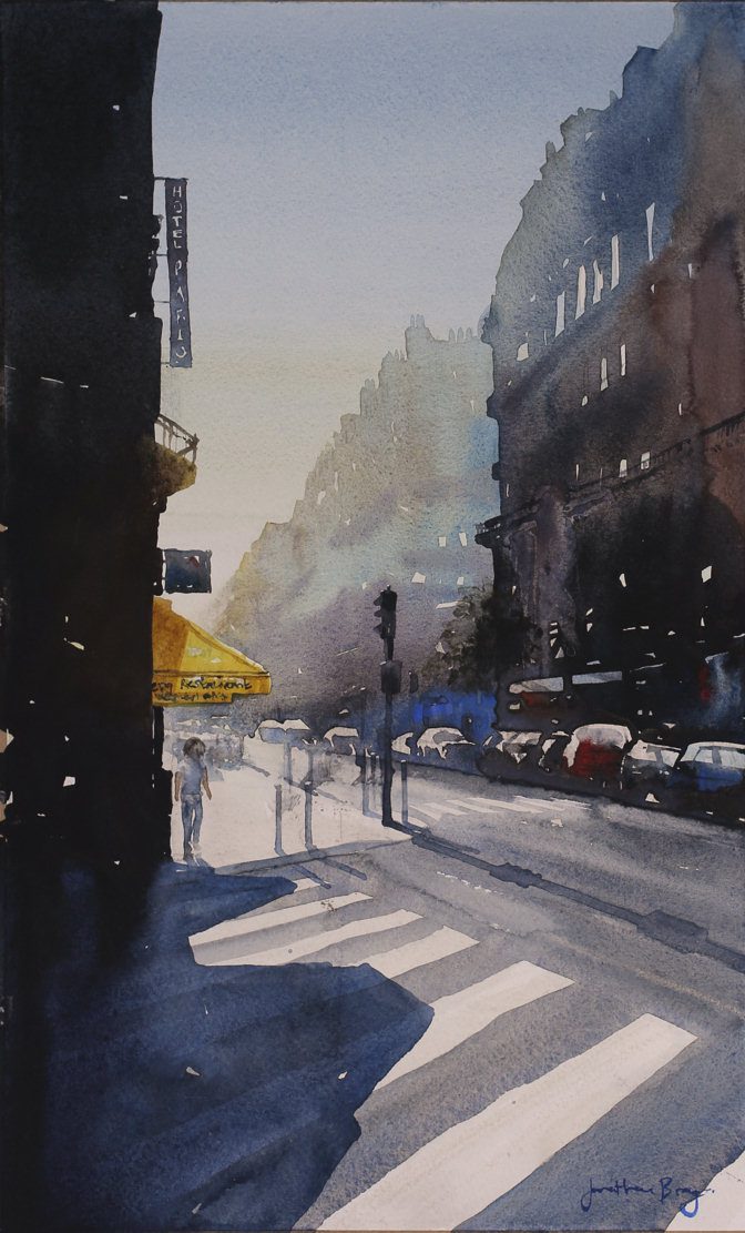 Watercolour painting on paper by Jonathan Bray of Rue de Maubeuge Paris
